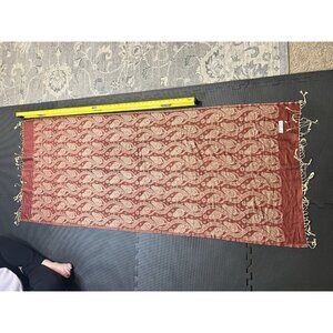 Mawlana Cashmere Silk Paisley Shawl Scarf Red Fringe Wrap 28x60
